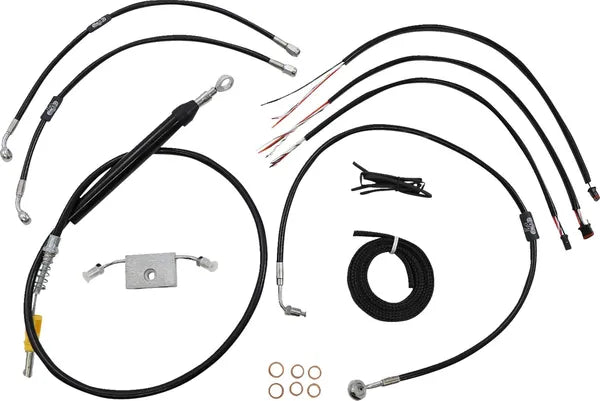 Harley Davidson Fxdrs 114 [LA CHOPPERS] - Complete Black Vinyl Braided Handlebar Cable/Brake Line Kit
