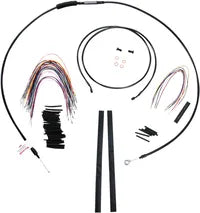 Harley Davidson Flhx [BURLY BRAND] - Ensemble complet de câbles/lignes de guidon en vinyle noir pour Ape Hanger