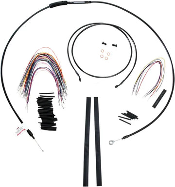 Harley Davidson Flhx [BURLY BRAND] - Ensemble complet de câbles/lignes de guidon en vinyle noir pour Ape Hanger