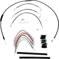 Harley Davidson Flhx [BURLY BRAND] - Ensemble complet de câbles/lignes de guidon en vinyle noir pour Ape Hanger