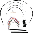 Harley Davidson Flhx [BURLY BRAND] - Complete Black Vinyl Handlebar Cable/Line Set for Ape Hanger