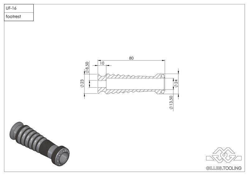 Ducati 749 [GILLES] - TOOLING Repose-pieds passager sport argent Ducati