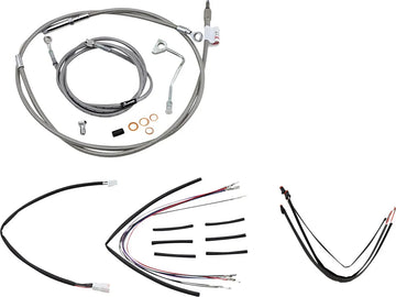 harley davidson flhrxs [BURLY BRAND] - Kit complet de câbles de guidon/conduites de frein en acier inoxydable