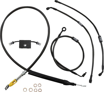 Harley Davidson Fxdrs 114 [LA CHOPPERS] - Kit guidon/conduite de frein tressé minuit standard