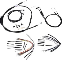 Harley Davidson Fxdwg [BURLY BRAND] - Complete Black Vinyl Handlebar Cable/Line Set for Ape Hanger