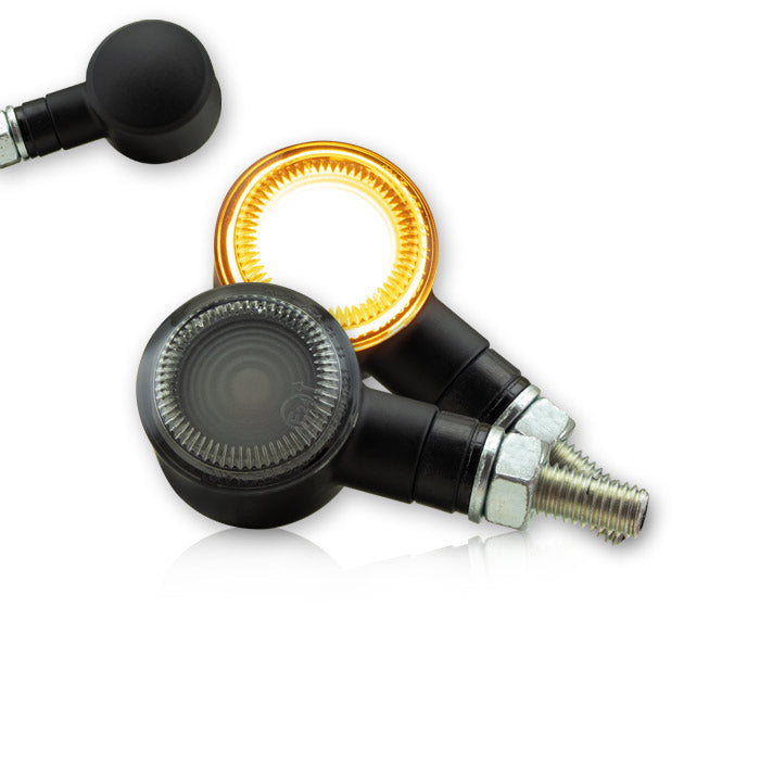 LED indicator "SOL" - L 72 x D 25.5 x H 30.5 mm, M8, aluminum, E-tested, tinted, pair, black
