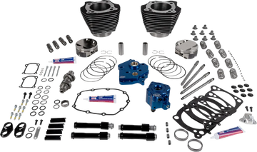 Harley-Davidson FXBB 1923 Softail Street Bob Solo 117 [2026] - 129" Power Package Motorleistungs-Kit – Oberfläche: Schwarz, Hervorgehobene Lamellen – Merkmal: Schwarze Stößelstangenrohre – Bild 1