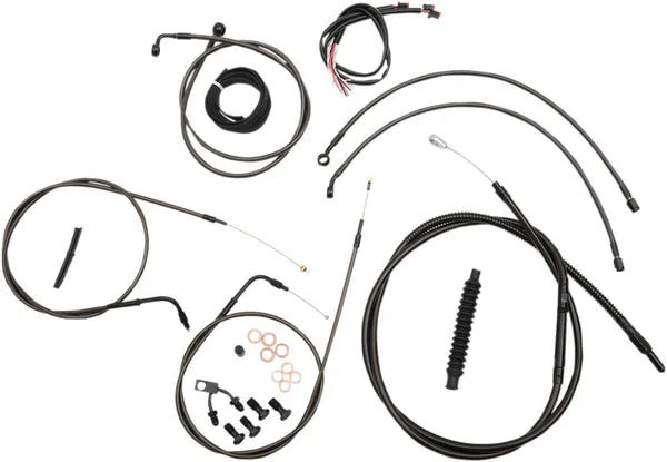 Harley Davidson Fxsbse [LA CHOPPERS] - Complete Midnight Braided Handlebar Cable/Brake Line Kit