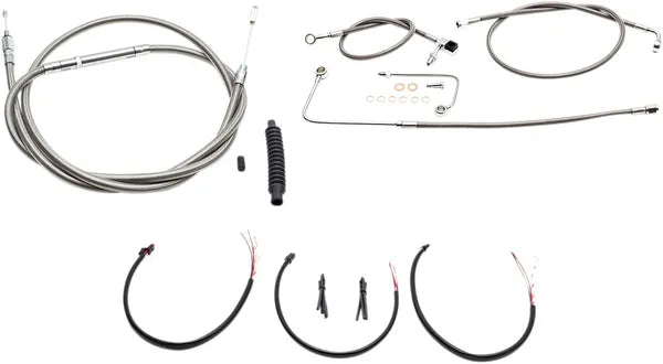 Harley Davidson FLS [LA CHOPPERS] - Complete Stainless Steel Braided Handlebar Cable/Brake Line Kit
