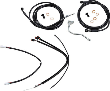 Harley Davidson Flhrxs [BURLY BRAND] - Kit complet de câbles/lignes de guidon en vinyle noir pour Ape Hanger
