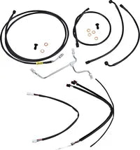 Harley Davidson Flhx [BURLY BRAND] - Ensemble complet de câbles/lignes de guidon en vinyle noir pour Ape Hanger