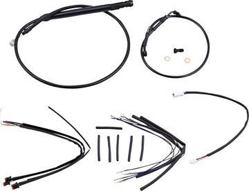 Harley Davidson Softail Street Bob FXBB [Marque Burly] – Kit complet de câbles/lignes de guidon en vinyle noir pour cintres Ape