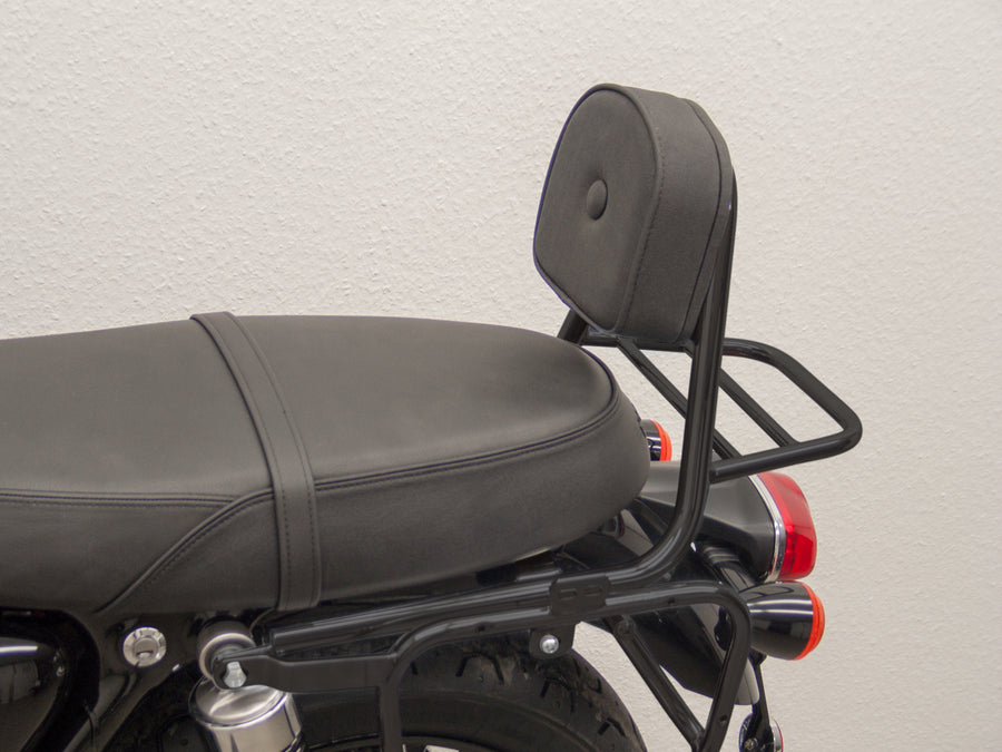 Triumph Bonneville T 100 [2017] - Bar sissy en pipe avec oreiller et porte-bagages, noir