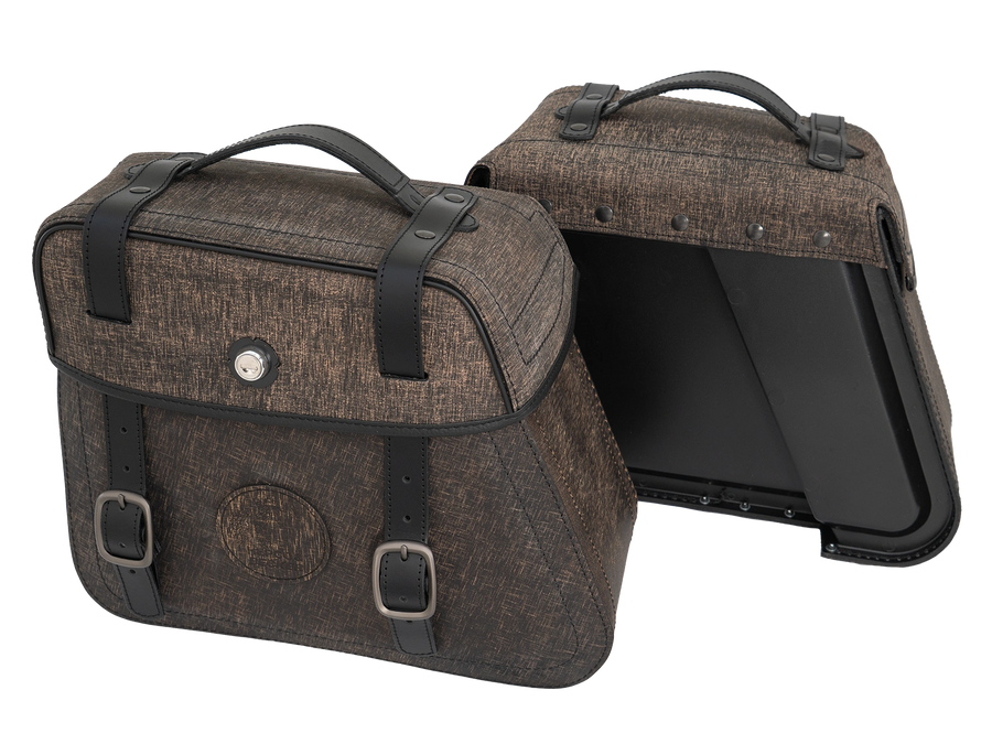 Motorcycle bag [Hepco & Becker] - leather bag set Rugged Cutout 19 L incl. quick release - cutout