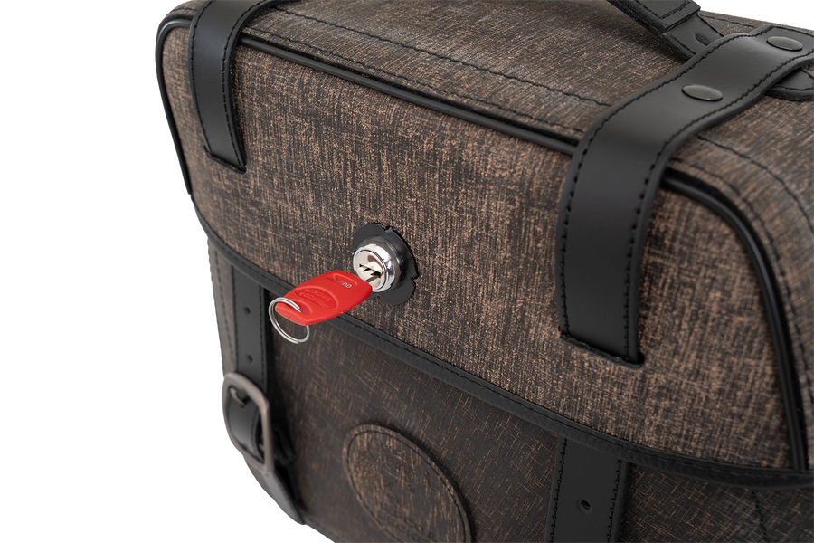 Motorcycle bag [Hepco & Becker] - Rugged leather brown left – cutout