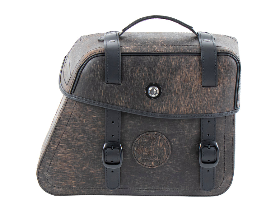 Motorradtasche [Hepco & Becker] - Ledertaschensatz Rugged Cutout 19 L inkl. Schnellverschluss - braun – Cutout
