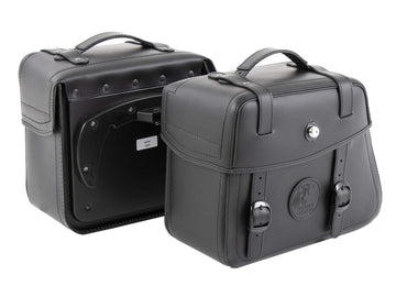 Motorcycle bag [Hepco & Becker] - leather bag set Rugged 21 L - black - C-Bow