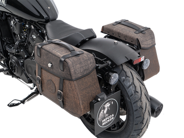 Indian 101 Scout [2025-2026] - Set: Ledertaschenhalter Cutout schwarz inkl. Rugged Ledertaschen braun