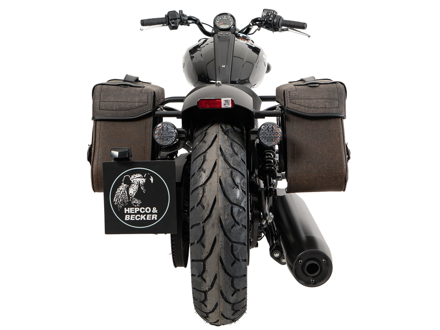 Indian Sport Scout Sixty [2026] - Set: Ledertaschenhalter Cutout schwarz inkl. Rugged Ledertaschen braun