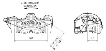 Ducati Panigale 1199 [BREMBO] - Etrier de frein avant gauche M50 titane Ø30mm - 0