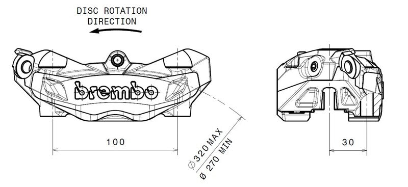 Aprilia Caponord 1200 [BREMBO] - M4 front left brake caliper black Ø32mm