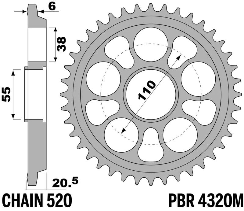 Hypermotard 950 [PBR] - Pignon aluminium renforcé - 520