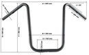 Harley Davidson XL1200X [HIGHWAY HAWK] - Bad Hawk 1 inch handlebar with 3 holes, 845mm wide 370mm high, chrome-2