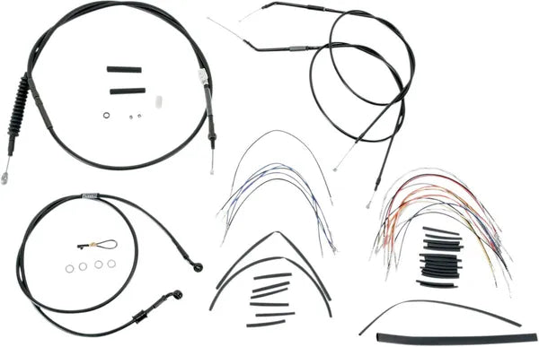 Harley Davidson Nightster [BURLY BRAND] - Complete Black Vinyl Handlebar Cable/Line Set for Ape Hanger