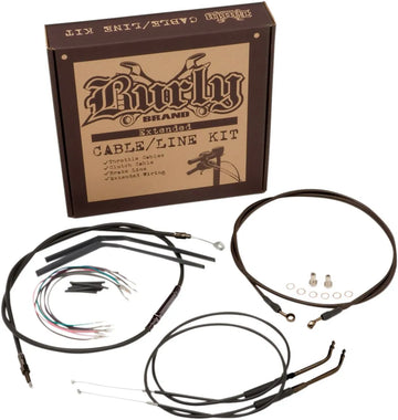 harley-davidson street bob [BURLY BRAND] - Complete Black Vinyl Handlebar Cable/Line Kit for Ape Hangers - 0
