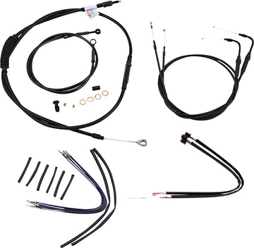 Harley Davidson FXSB [BURLY BRAND] - Kit complet de câbles/lignes de guidon en vinyle noir pour cintres Ape