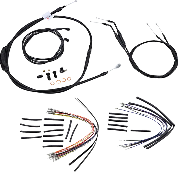 Harley Davidson Fxdwg [BURLY BRAND] - Complete Black Vinyl Handlebar Cable/Line Set for Ape Hanger