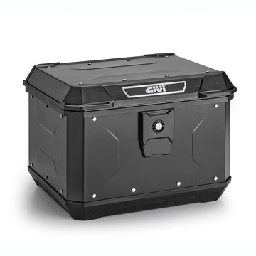 ALPINA Monolock Topcase aus Aluminium, schwarz – 44 Liter, mit Universalplatte und Montagekit