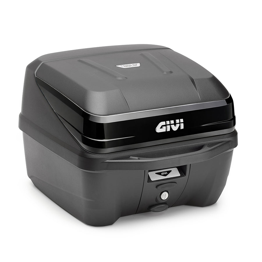 B32 Monolock top case, black, with plate - with glossy black insert, 32 liters