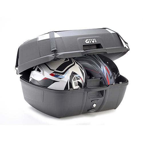 B45 - Monolock Topcase inkl. Platte – schwarz uni / 45 Liter Volumen / graue Einsätze