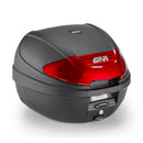 E300 - Monolock top case, 30 L., black - with red reflector, with plate and universal kit
