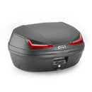 Top case E455 Simply IV Monolock, avec plaque – 45 L., noir, avec réflecteurs rouges
