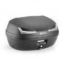 Top case E455 Simply IV Monolock, avec plaque – 45 L., noir, avec réflecteurs transparents