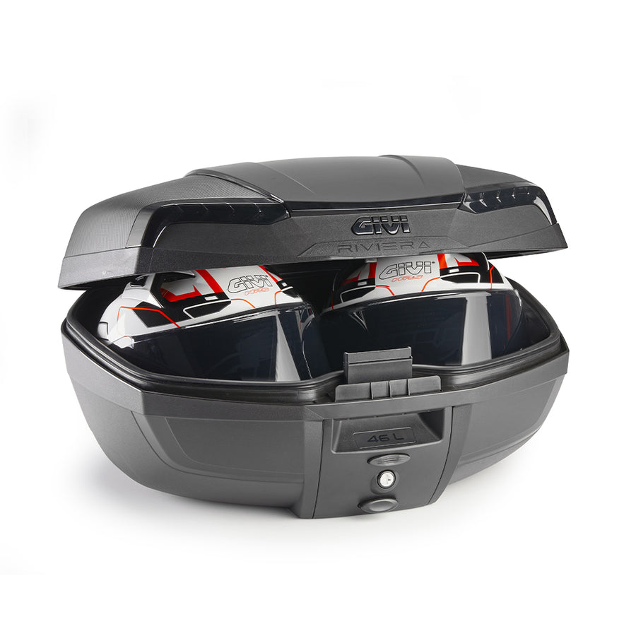 E46NB Riviera Monolock top case with plate - with tinted reflectors and black cover