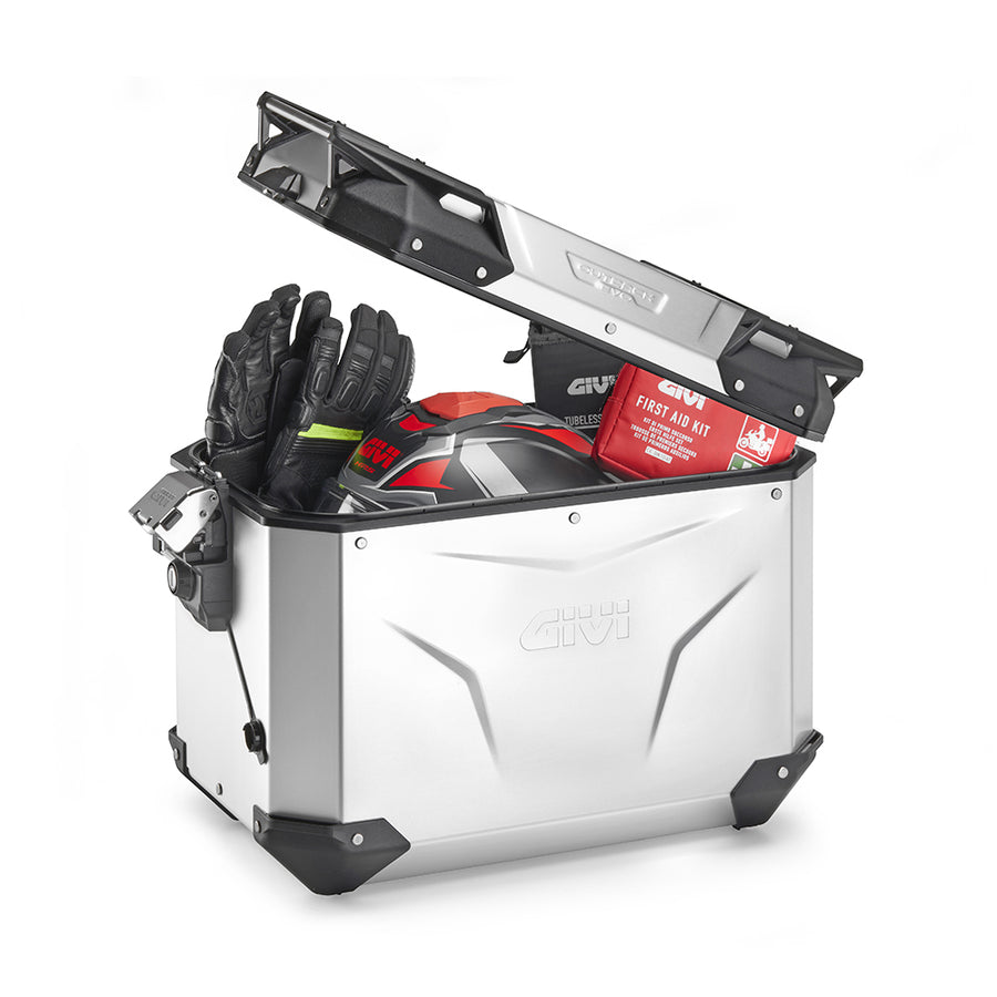 Seitenkoffer Trekker Outback EVO Monokey 48 Liter – Links, aus eloxiertem Aluminium, SMART SEC. LOCK
