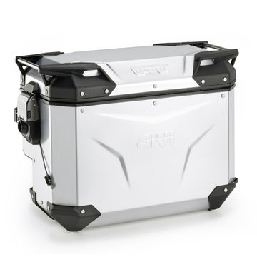 Seitenkoffer Trekker Outback EVO 40, rechts – aus eloxiertem Aluminium, seitlich versetzt