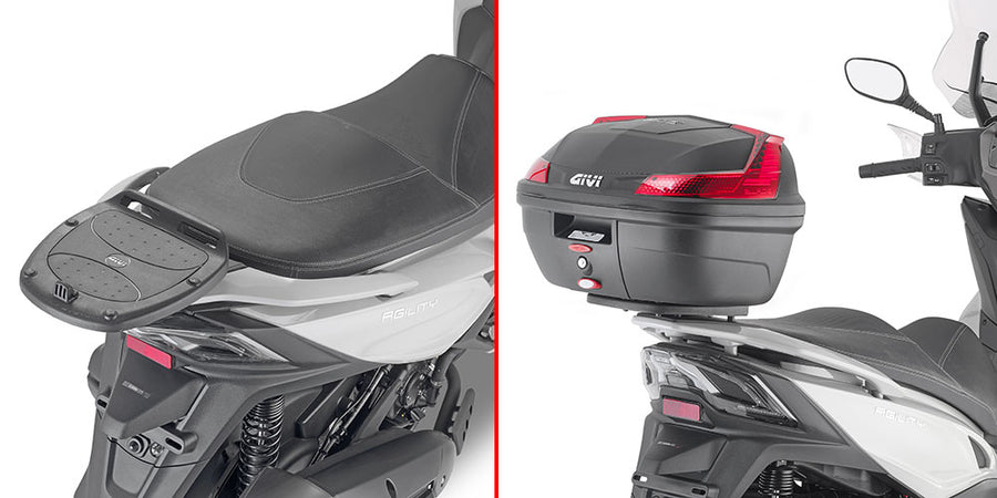 Kymco Agility 300-350 R16 [GIVI] - Top case carrier for MONOLOCK® cases use the one supplied in the case