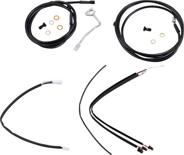 Harley Davidson Flhrxs [BURLY BRAND] - Kit complet de câbles/lignes de guidon en vinyle noir pour Ape Hanger