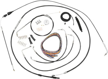 Harley Davidson Flhri [LA CHOPPERS] - Kit complet de câbles de guidon/ligne de frein tressés en vinyle noir