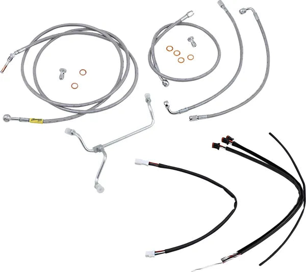 Harley Davidson Flhx [BURLY BRAND] - Complete Stainless Steel Braided Handlebar Cable/Brake Line Kit