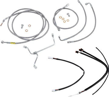 Harley Davidson Flhx [BURLY BRAND] - Kit complet de câbles de guidon/ligne de frein tressés en acier inoxydable