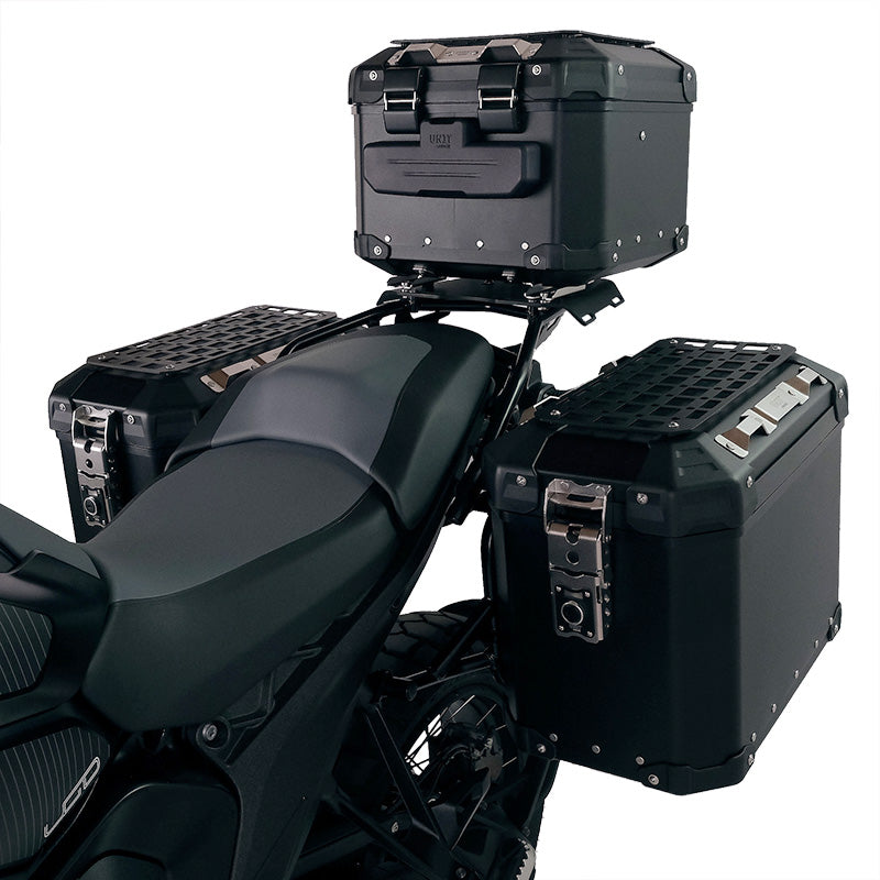 BMW R nineT 1200 Scrambler [2016-2023] - Atlas 44L Universal-Aluminium-Topcase + -Gepäckträger mit Soziusgriffen zur Befestigung der Topcaseplatte
