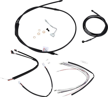 Harley Davidson Flhrxs [BURLY BRAND] - Kit complet de câbles/lignes de guidon en vinyle noir pour Ape Hanger