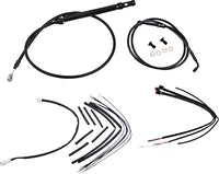 Harley Davidson FX [BURLY BRAND] - Ensemble complet de câbles/lignes de guidon en vinyle noir pour Ape Hanger