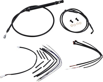 Harley Davidson FX [BURLY BRAND] - Ensemble complet de câbles/lignes de guidon en vinyle noir pour Ape Hanger