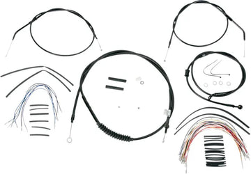 Harley Davidson Nightster [BURLY BRAND] - Complete Black Vinyl Handlebar Cable/Line Set for Ape Hanger